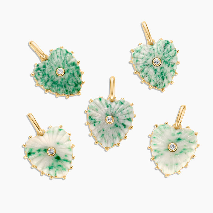 Malene Green Dot Heart Clip Necklace