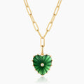 Malene Green Jade Heart Clip Necklace