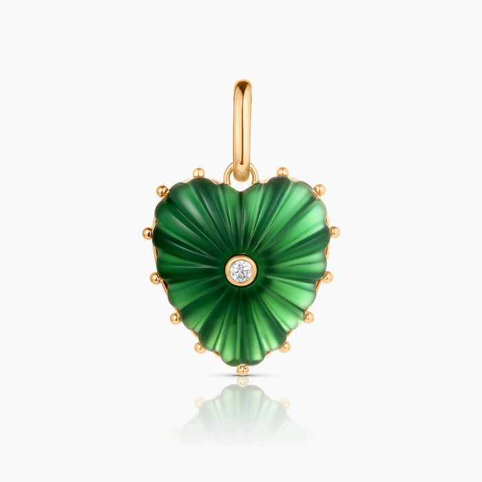 Malene Green Jade Heart Clip Necklace