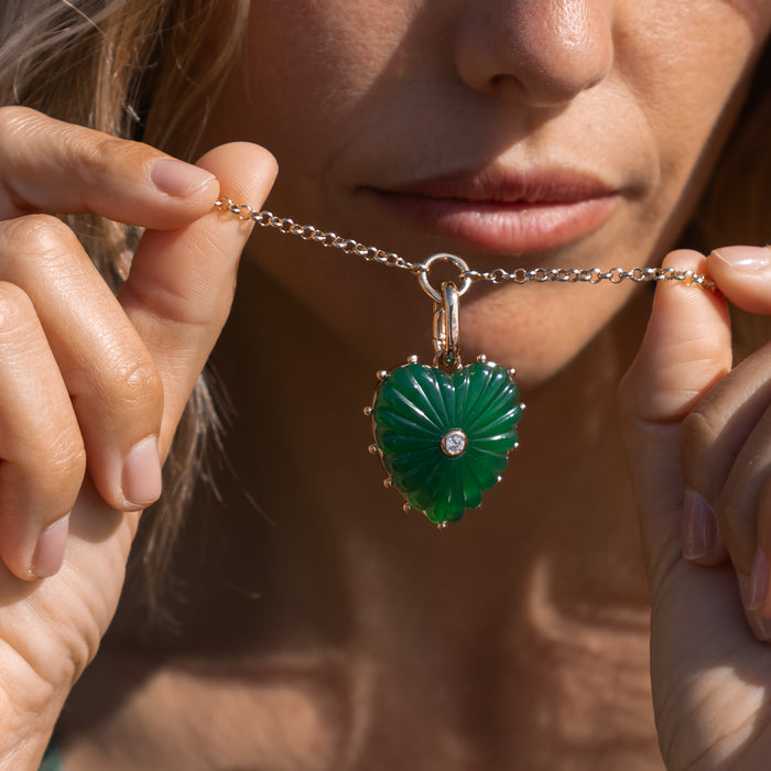 Malene Green Jade Heart Clip