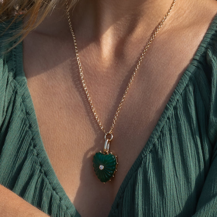 Malene Green Jade Heart Clip