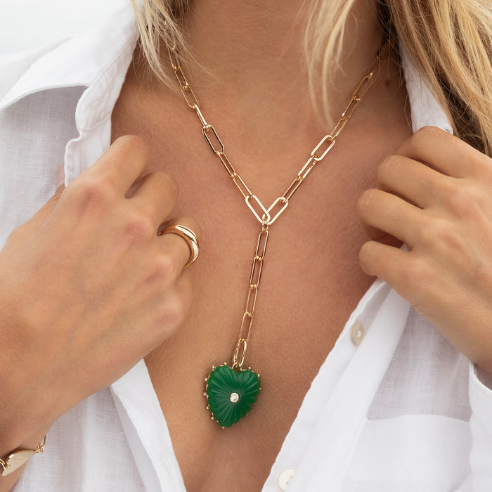 Malene Green Jade Heart Clip