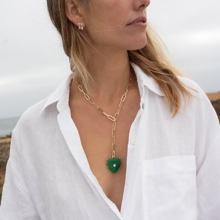 Malene Green Jade Heart Clip