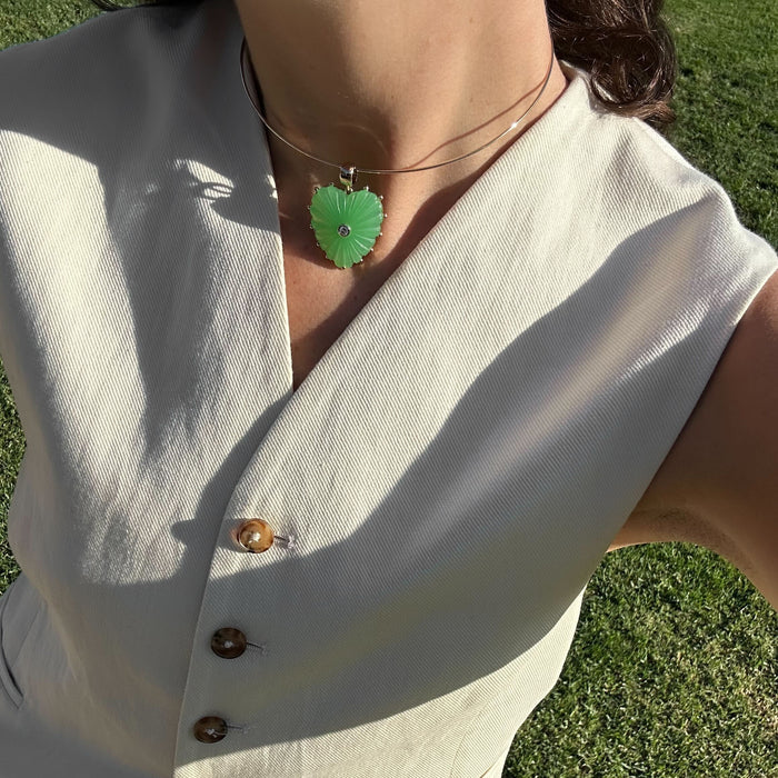 Malene Light Green Jade Heart Bail