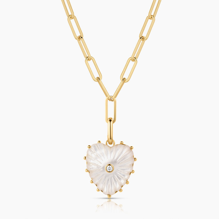 Malene Mother Of Pearl Heart Clip Necklace