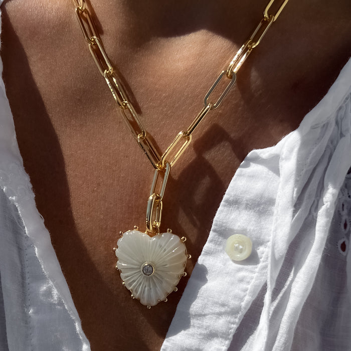 Malene Mother Of Pearl Heart Clip Necklace