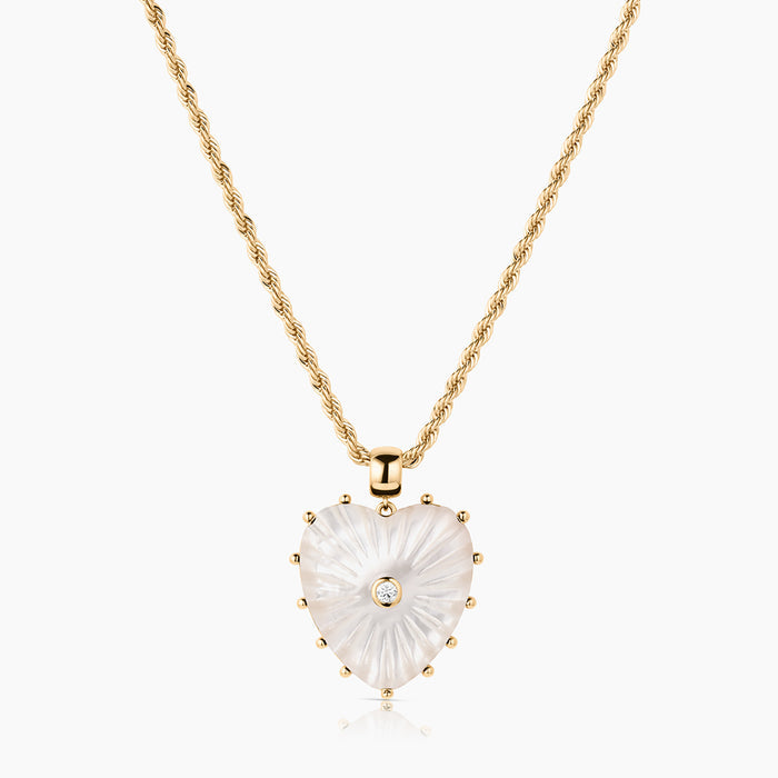 Malene Mother Of Pearl Heart Rope Necklace