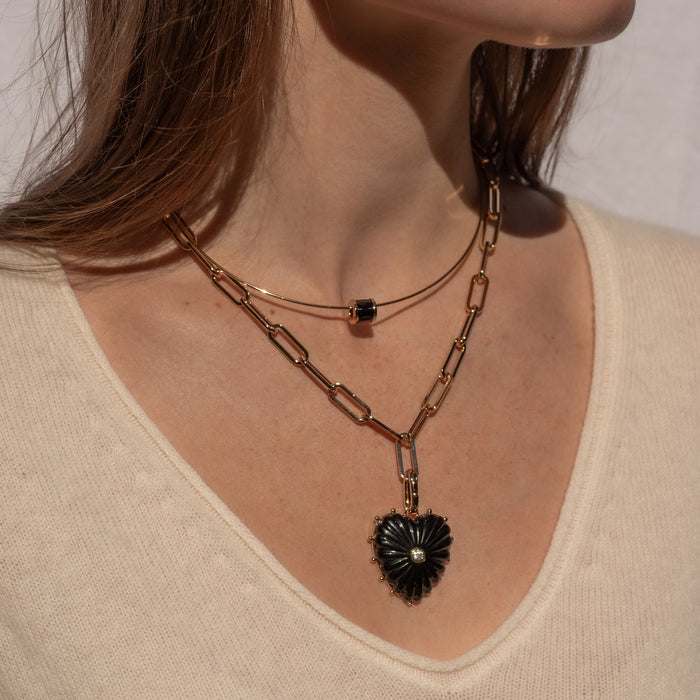 Malene Onyx Heart Clip Necklace