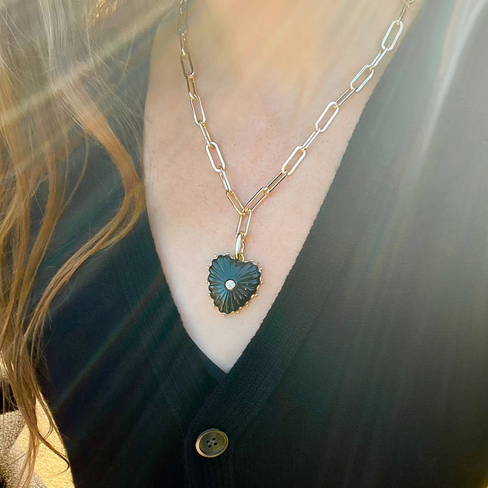Malene Onyx Heart Clip Necklace