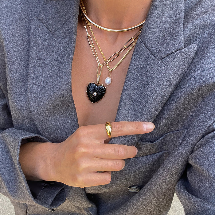 Malene Onyx Heart Clip