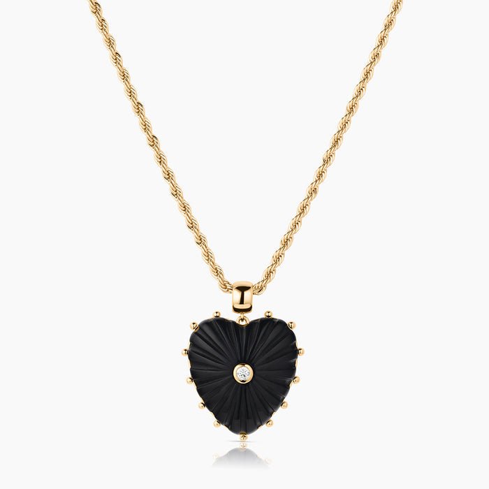 Malene Onyx Heart Rope Necklace
