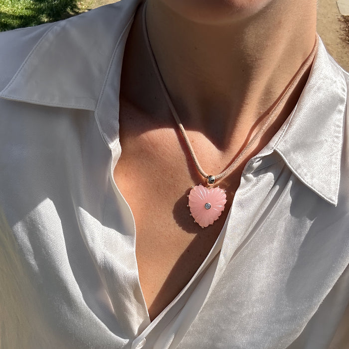 Malene Pink Jade Heart Bail