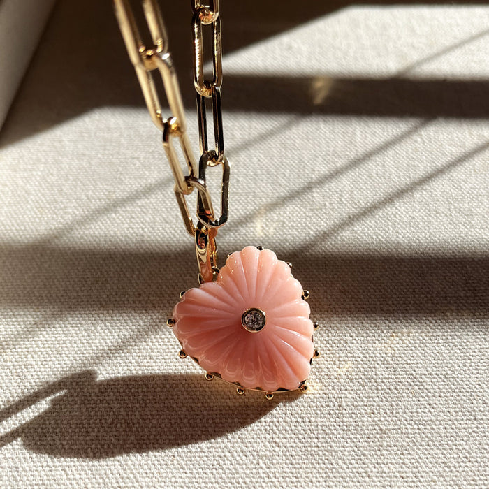 Malene Pink Jade Heart Clip