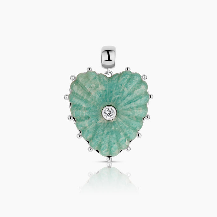 Malene Silver Amazonite Heart Bail