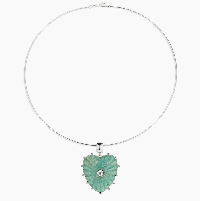 Malene Silver Amazonite Heart Bail