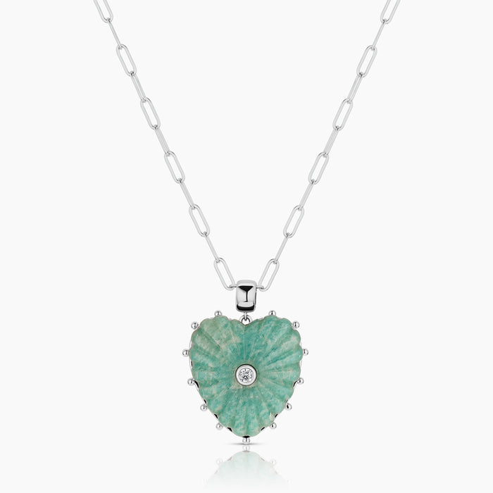 Malene Silver Amazonite Heart Bail