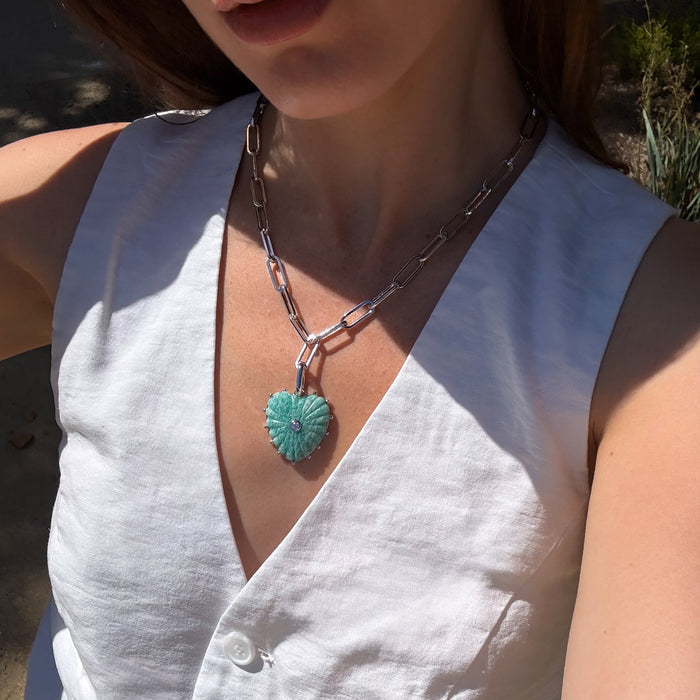 Malene Silver Amazonite Heart Clip