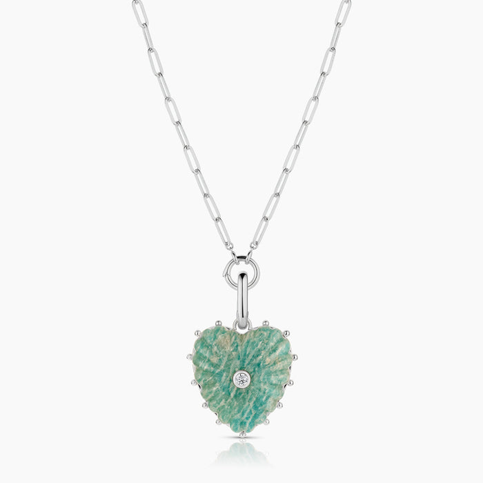 Malene Silver Amazonite Heart Clip