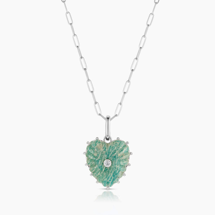 Malene Silver Amazonite Heart Clip