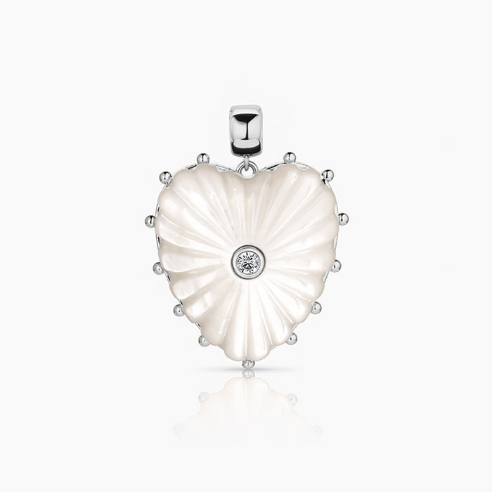 Malene Silver Mother Of Pearl Heart Bail