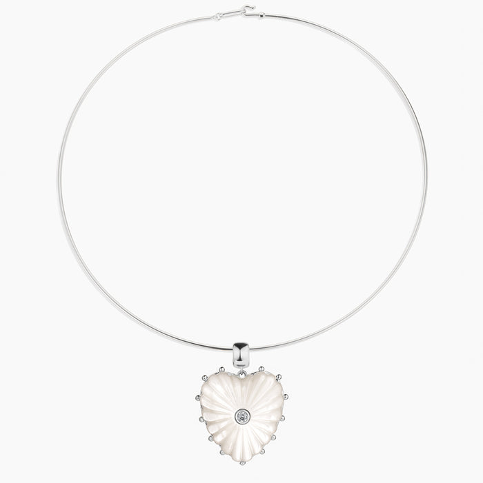 Malene Silver Mother Of Pearl Heart Bail
