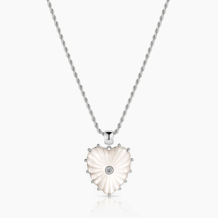 Malene Silver Mother Of Pearl Heart Bail