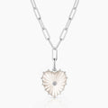 Malene Silver Mother Of Pearl Heart Clip Necklace