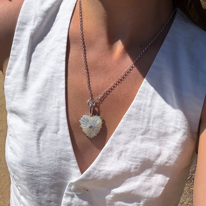 Malene Silver Mother Of Pearl Heart Clip