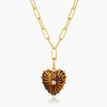Malene Tiger’s Eye Heart Clip Necklace