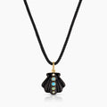 Maris Black Enamel Shell Silk Cord Necklace