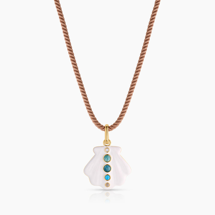 Maris White Enamel Shell Silk Cord Necklace