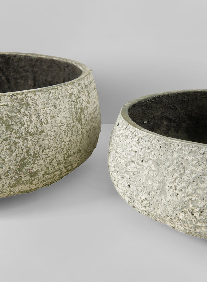12in Wide Mesquite Chalk Stone Moss Green Low Bowl, Medium Decor Jamali Garden