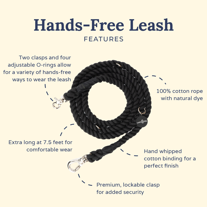 Midnight Hands-Free Rope Leash