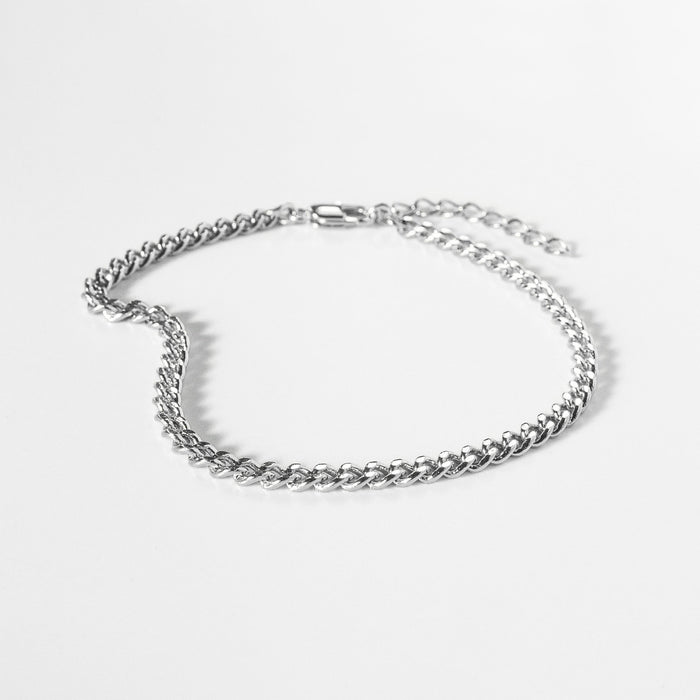 Mini Drew Silver Curb Anklet