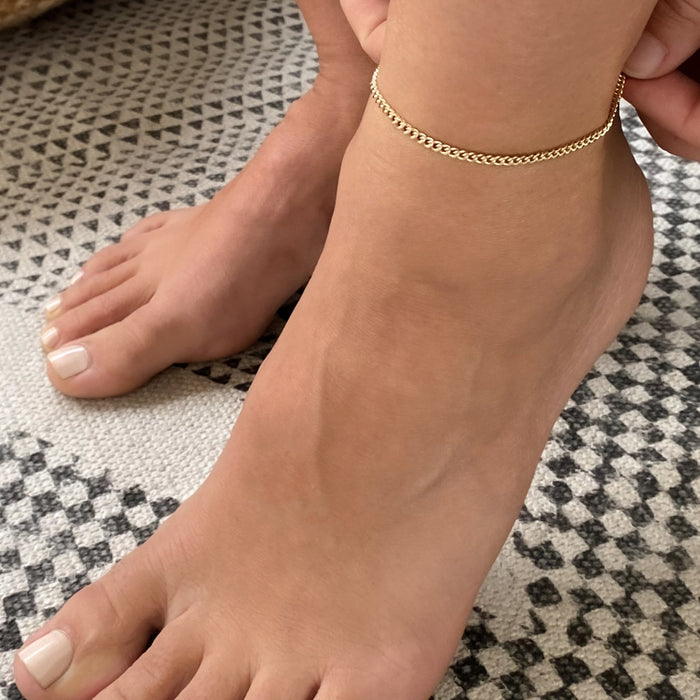 Mini Drew Silver Curb Anklet