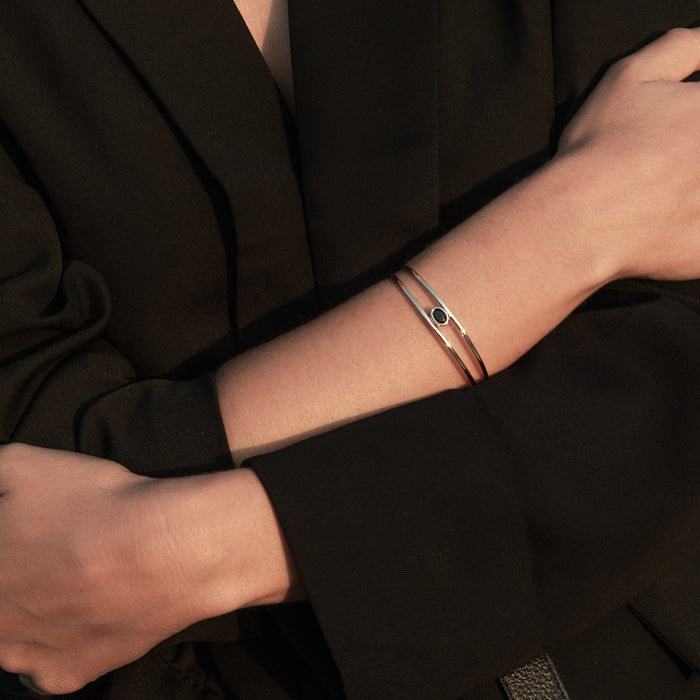 Monroe Black Stone Cuff Bracelet