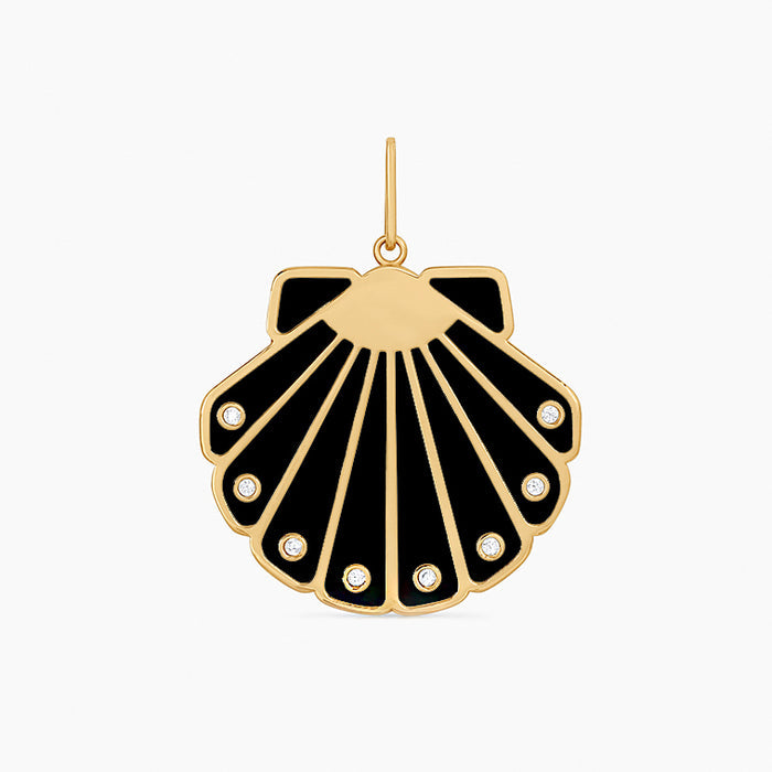 Moonshell Black Enamel Charm