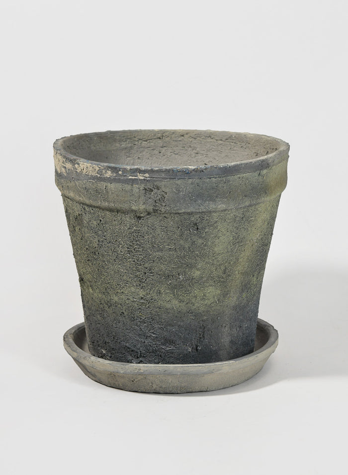 Mossed Blackstone Wide Rim Pot and Saucer Decor Jamali Garden