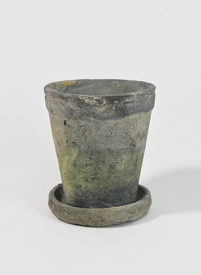 Mossed Blackstone Wide Rim Pot and Saucer Decor Jamali Garden
