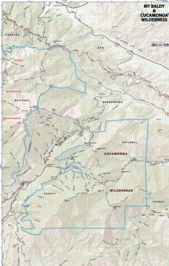 Mt Baldy-Cucamonga Wilderness Map
