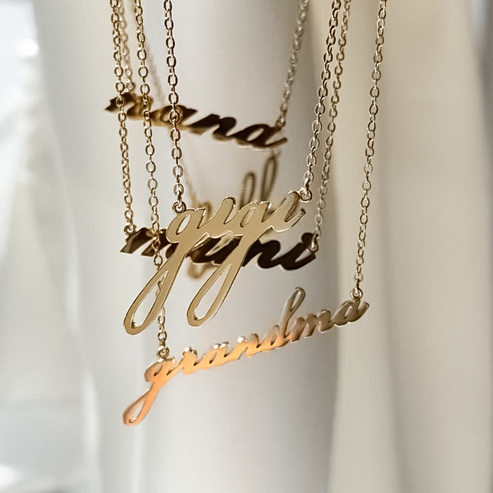Nana Silver Script Necklace