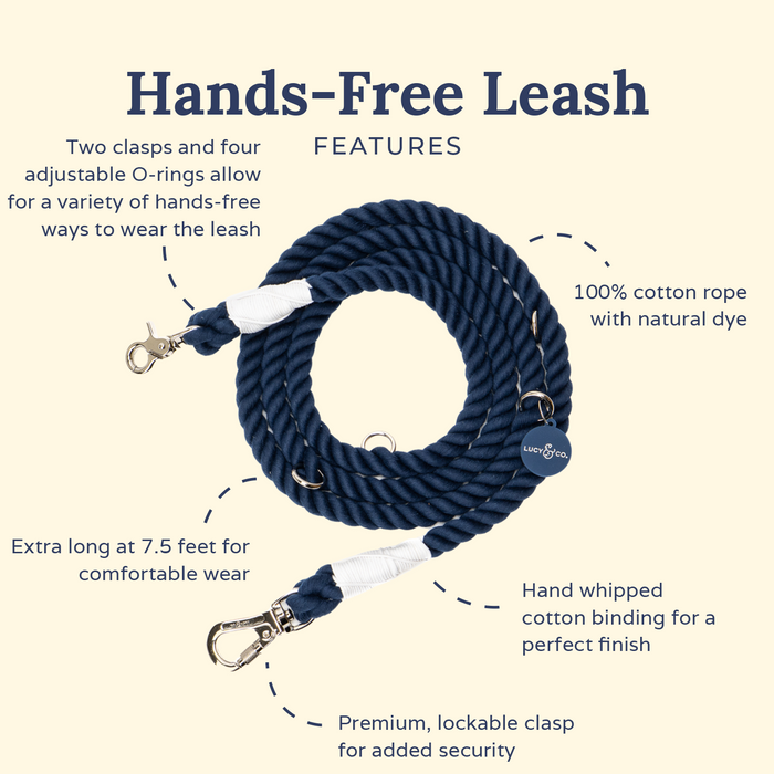 Navy Hands-Free Rope Leash
