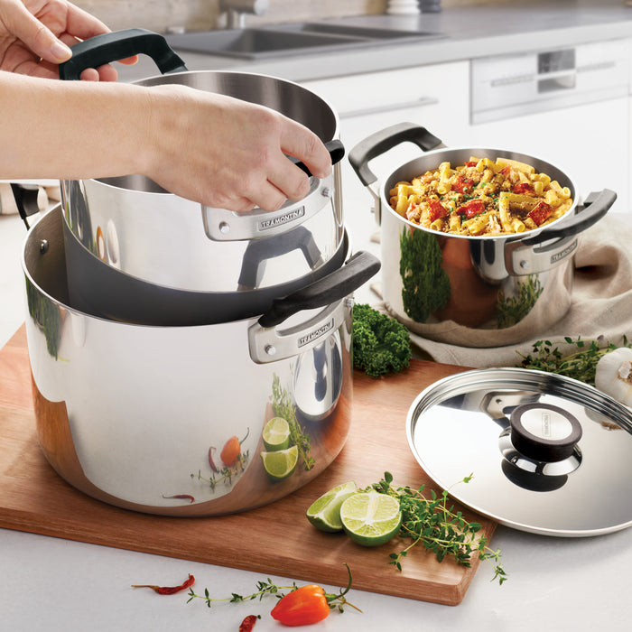 Nesting 6 Piece Stainless Steel Tri-Ply Clad Sauce and Stock Pot Set