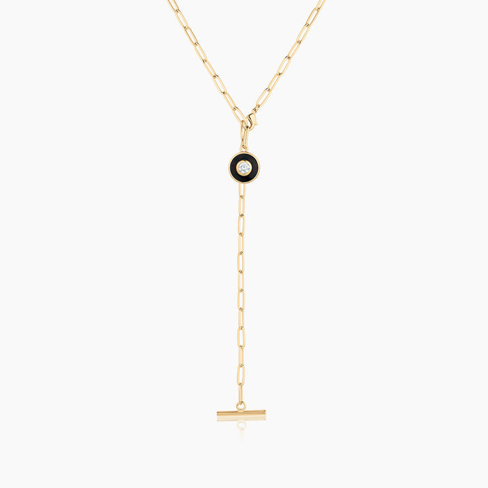 Olivet Black Enamel Lariat Necklace
