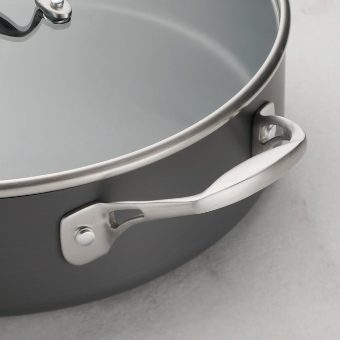 OnyxPro 5.5 Quart Hard Anodized Aluminum Covered Deep Saute Pan