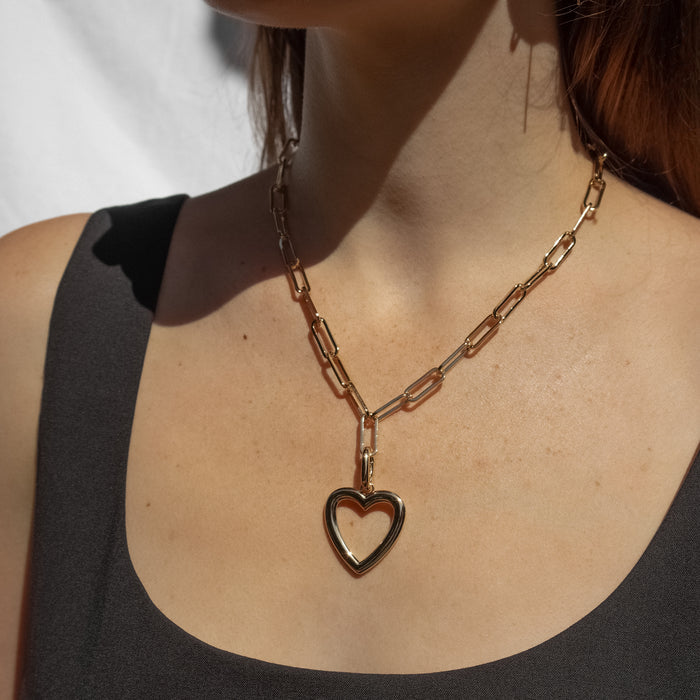 Open Heart Clip Necklace