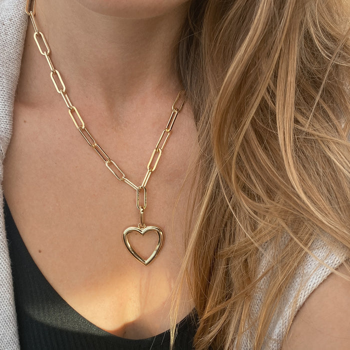 Open Heart Clip Necklace