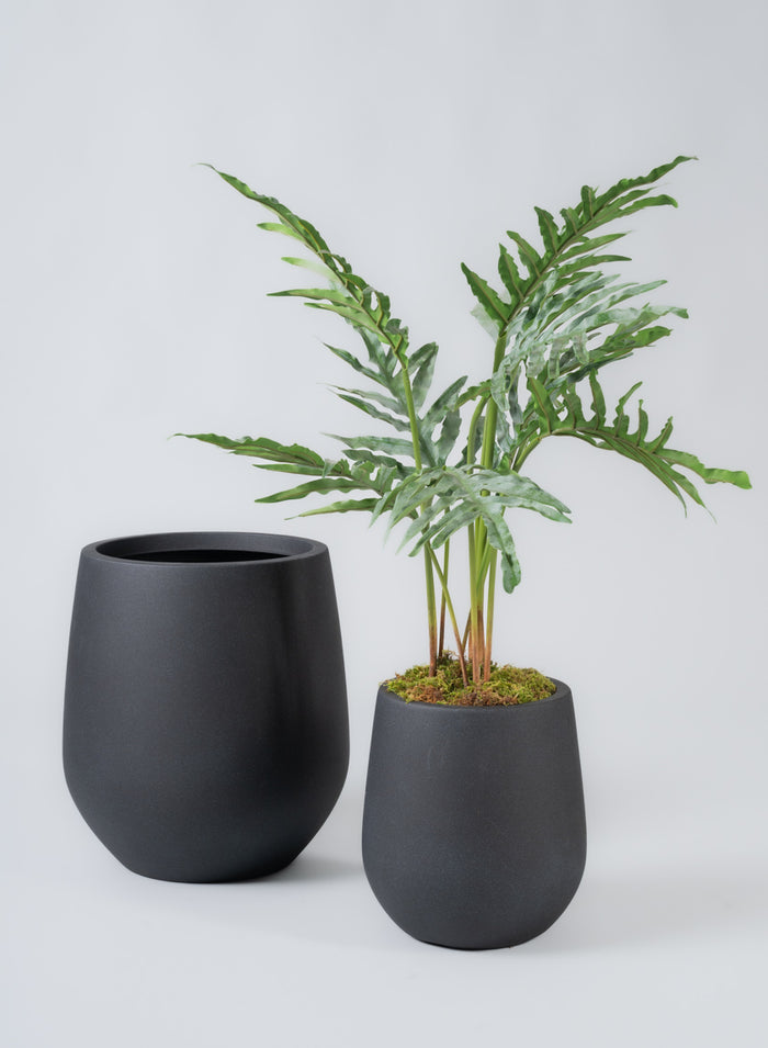 Palermo Black Real Look PVC Light Weight Bell Planter Decor Jamali Garden
