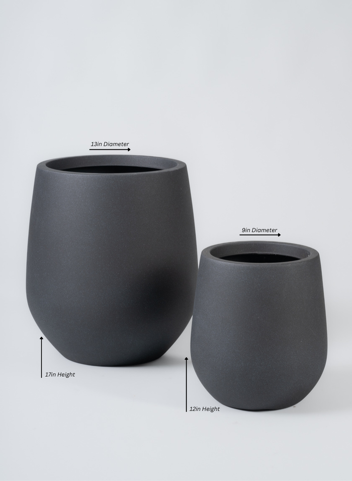 Palermo Black Real Look PVC Light Weight Bell Planter Decor Jamali Garden