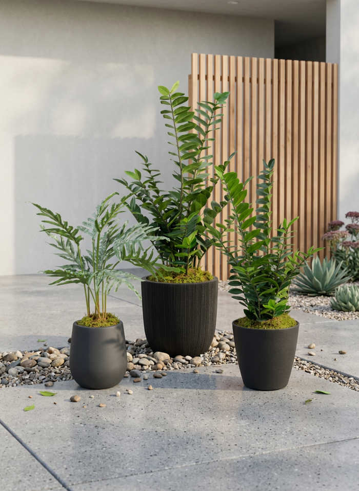 Milano Black Real Look PVC Planter Decor Jamali Garden